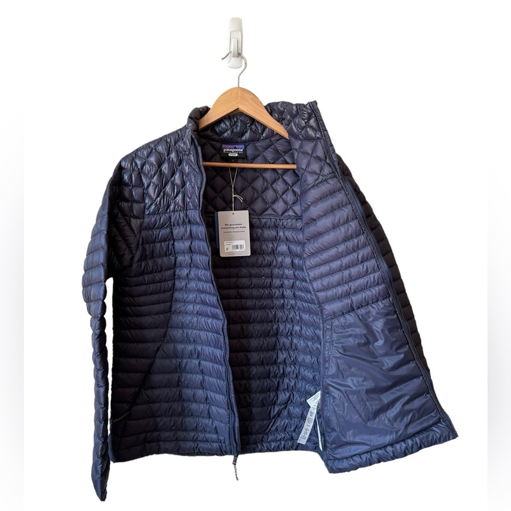 Patagonia Women's AlpLight Down Jacket Smolder Blue Slim Fit Zipper Size L - Picture 4 of 14